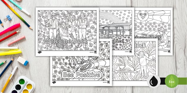 Back to school intermediate colouring pages teacher made