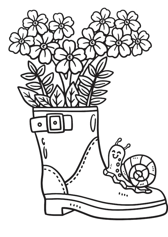 Spring coloring book intermediate digital pdf download pg coloring printable colouring books coloring art therapy print color