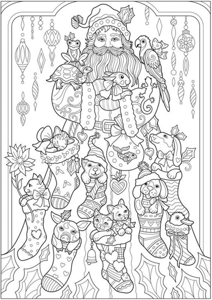 Free easy to print adult christmas coloring pages