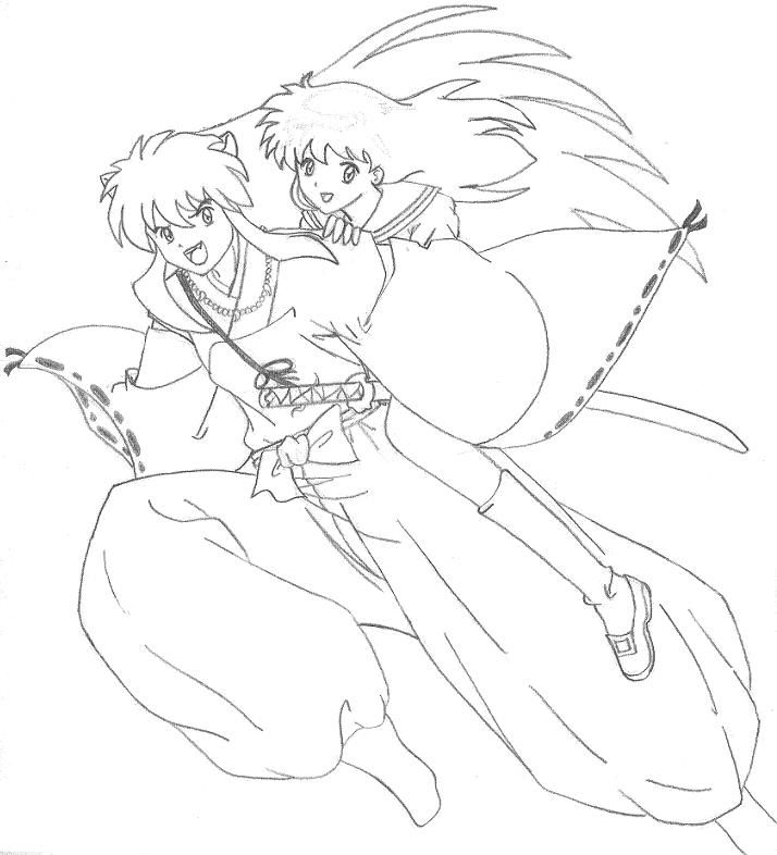 Inuyasha and kagome colorear anime anime facil de dibujar dibujos de anime