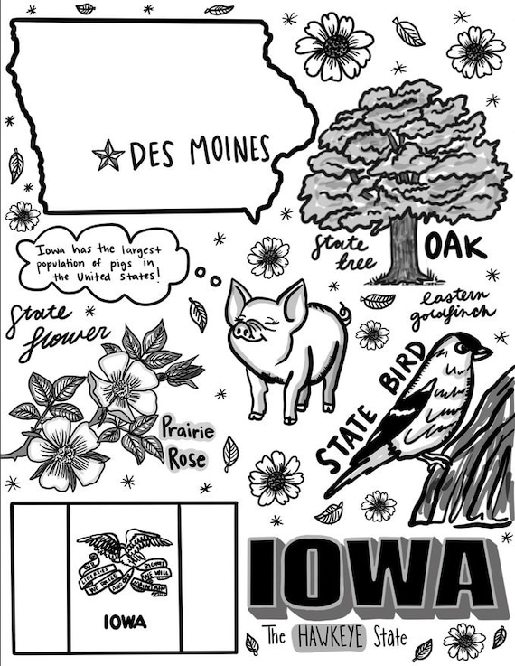 Iowa coloring page download now