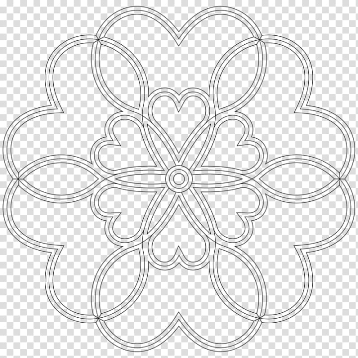 Free mandala coloring book line art black and white mandala heart transparent background png clipart