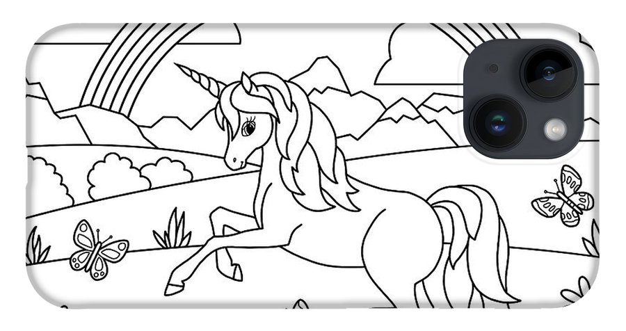Kids rainbow unicorn coloring page iphone case by crista forest