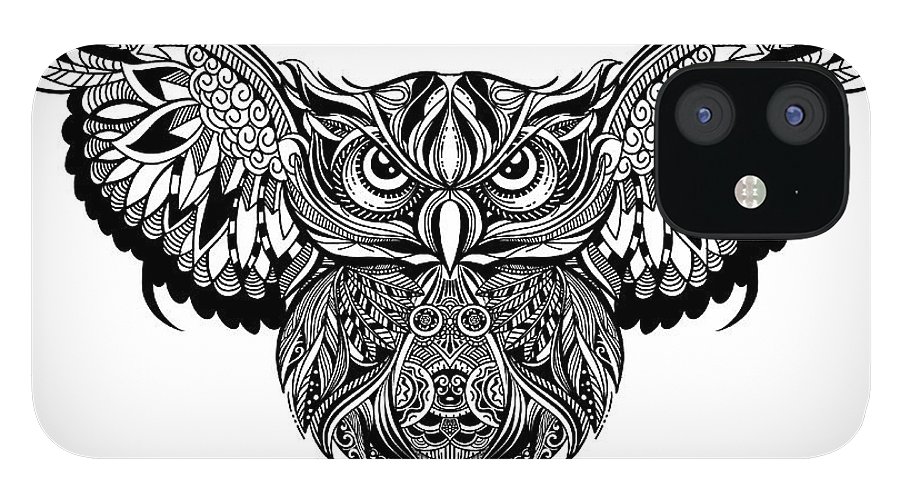 Coloring page coloring book colouring picture with owl drawn i iphone mini case by pakpong pongatichat