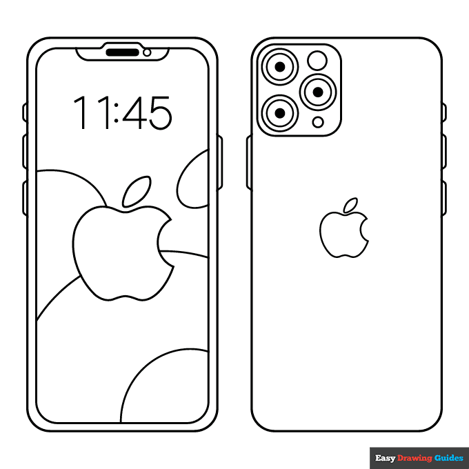 Iphone coloring page easy drawing guides