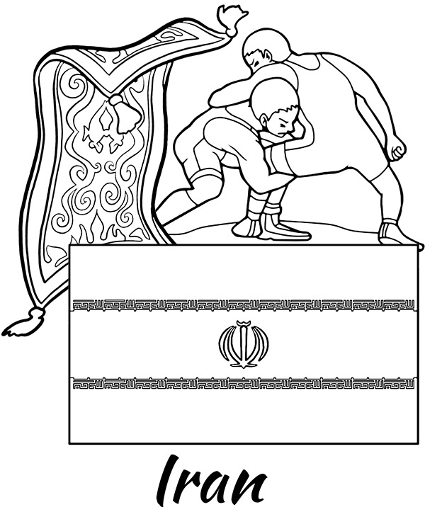 Iran flag coloring page