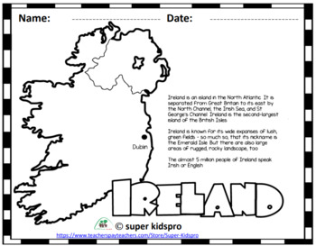 Ireland coloring page by super kidspro tpt