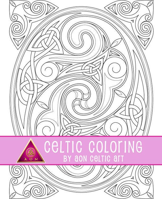 Celtic coloring page easter spirals irish colouring egg animals knots spirals fantasy download adult coloring