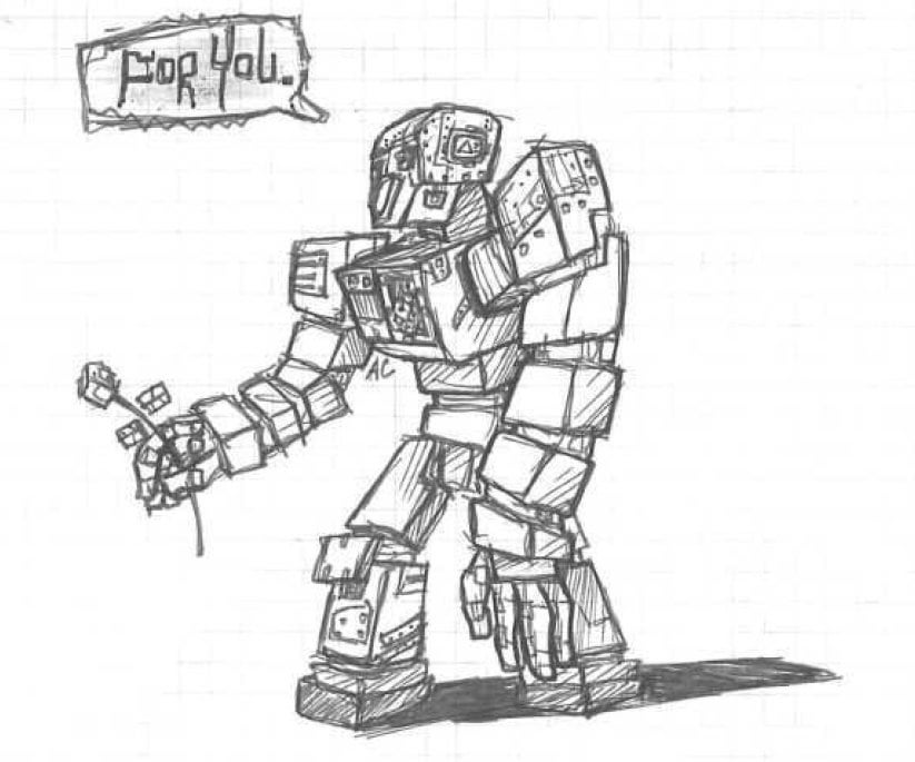 Drawing my interpretation of an iron golem rminecraft