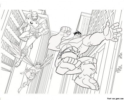 Printable the avengers iron man hulk coloring pages