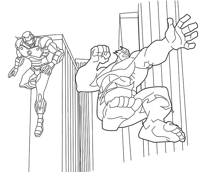 Hulk with iron man fãrbung seite