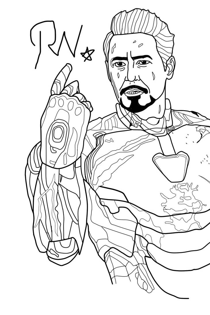 Iron man endgame lineart outline by nakajimaarts on