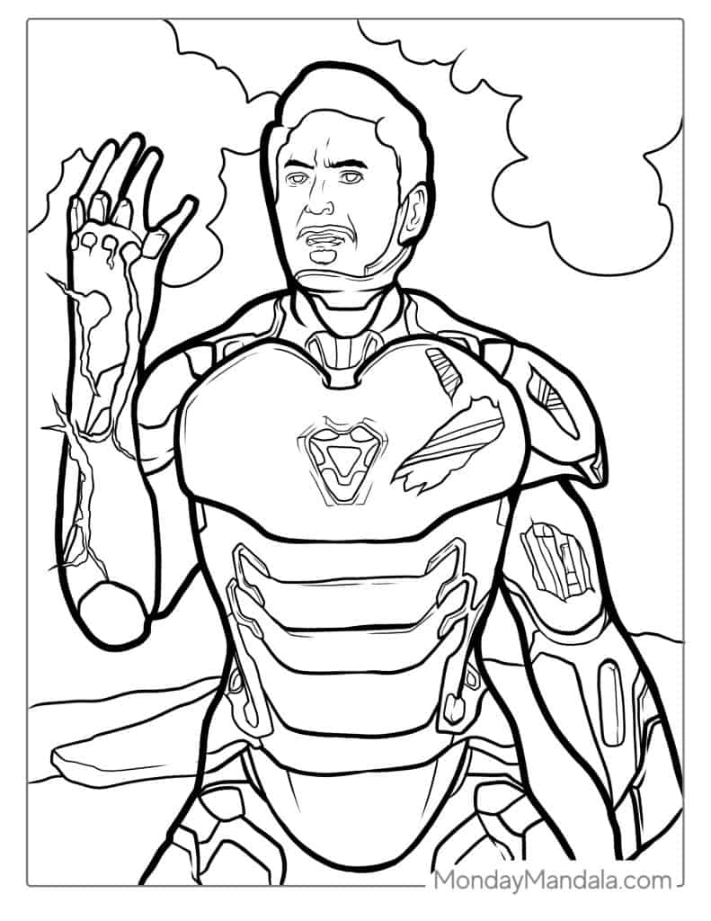 Iron man coloring pages free pdf printables