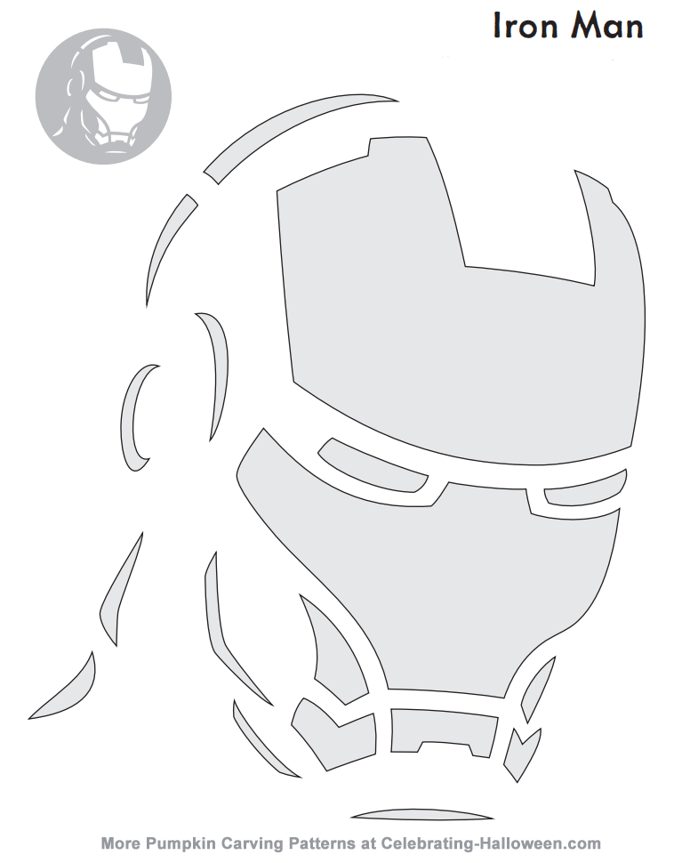 Iron man pumpkin carving stencil