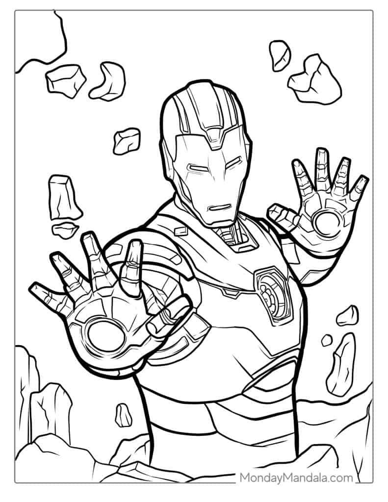 Iron man coloring pages free pdf printables