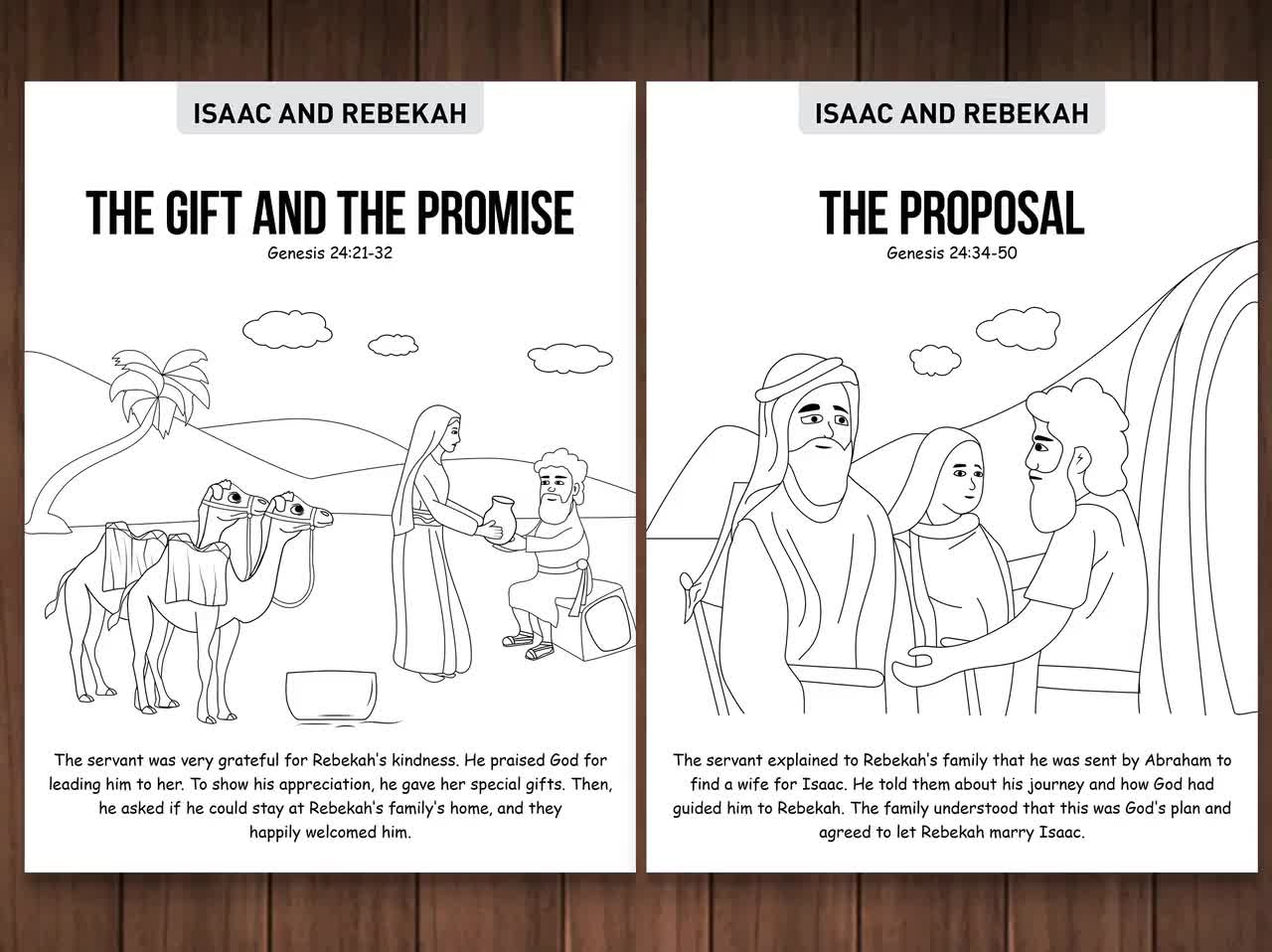 Isaac and rebekah bible story coloring pages