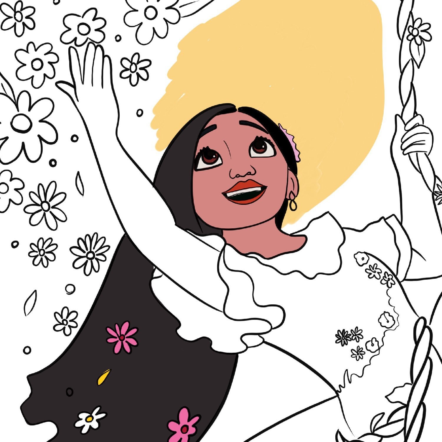 Isabela madrigal encanto coloring pages free printable rfreecoloringforkids