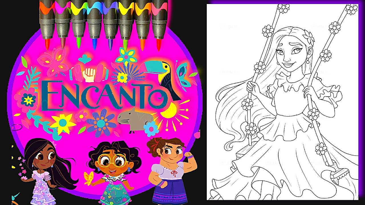 Coloring isabela madrigal on a swing ð