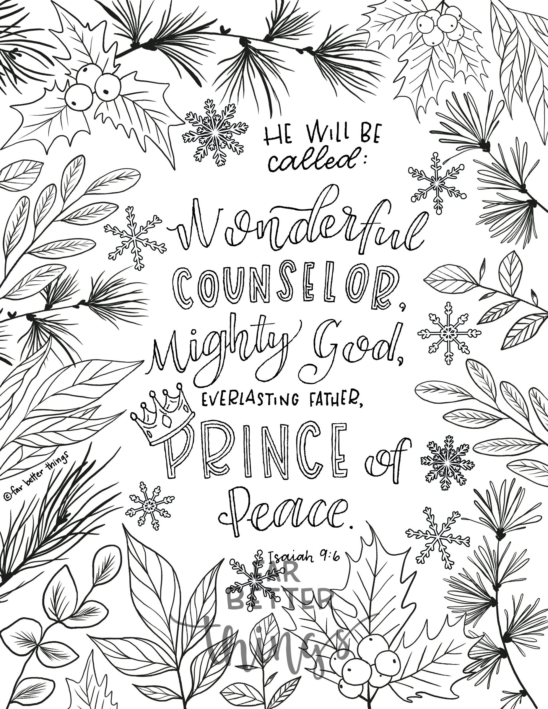 Bible verse coloring page isaiah printable bible verse coloring page christian kids activity christmas coloring sheet advent fun