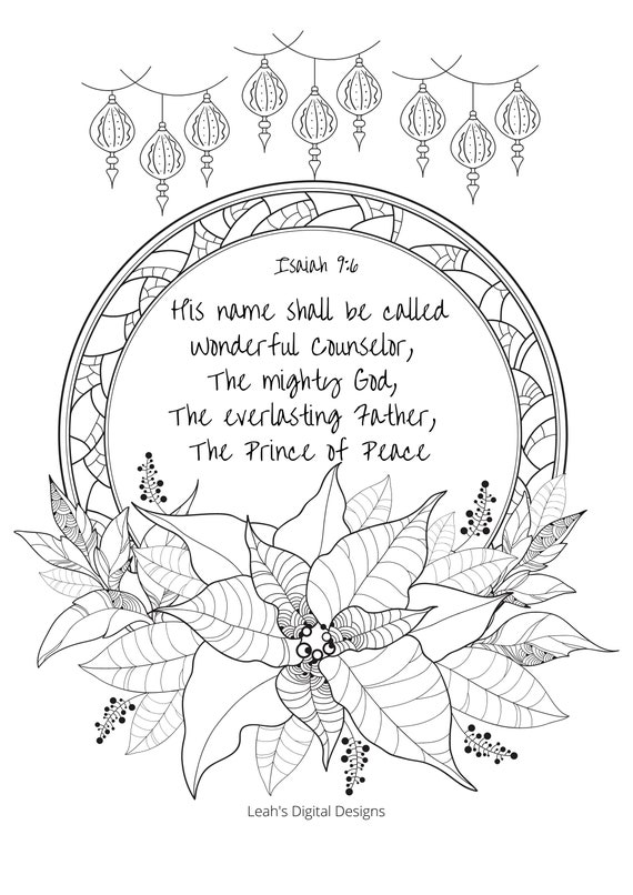 Christmas coloring page isaiah bible verse instant download