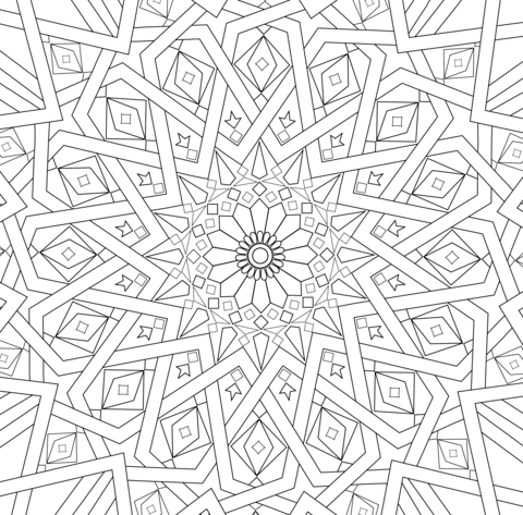 Traditional islamic mosaic coloring page free printable coloring pages