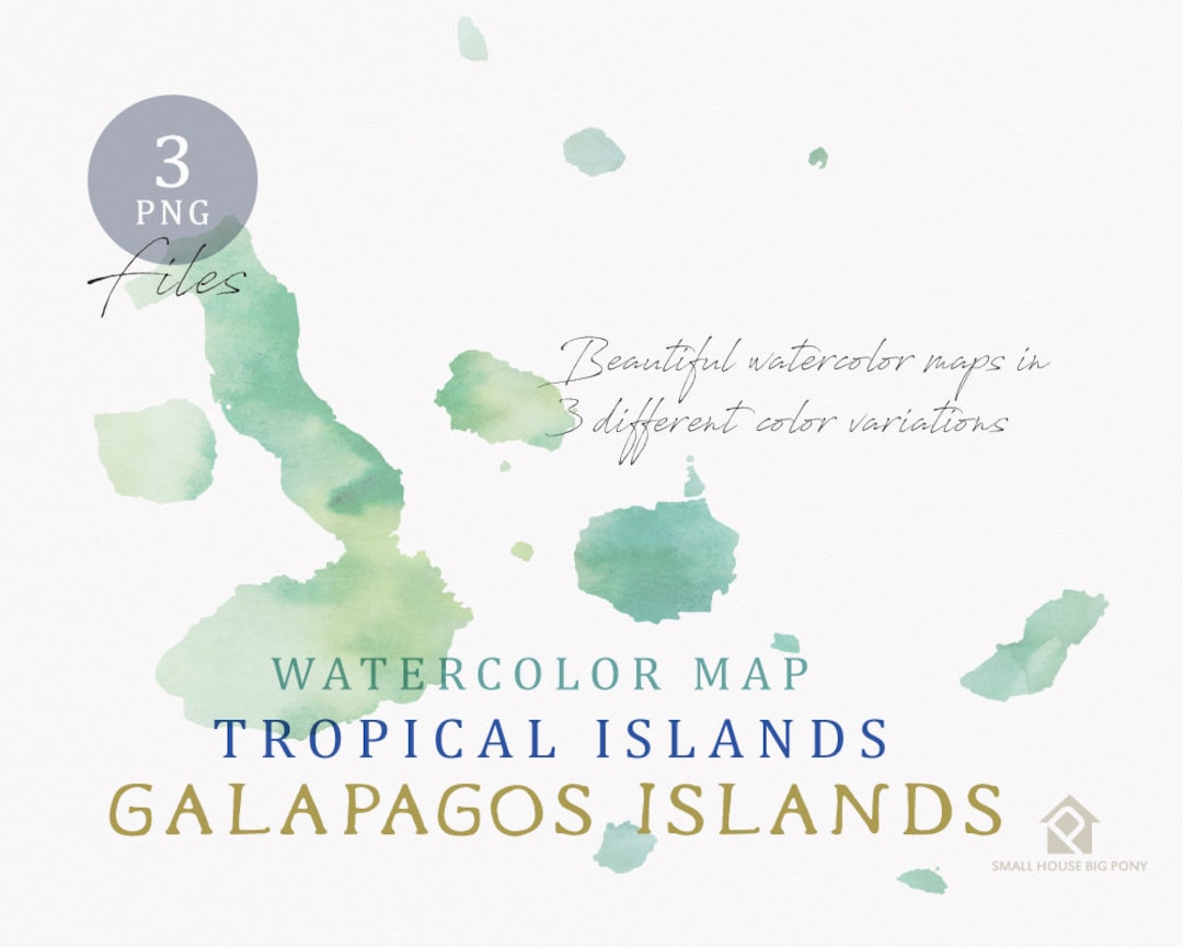 Galapagos islands map watercolor map instant download digital map map clipart wall art color map clip art custom map watercolor map