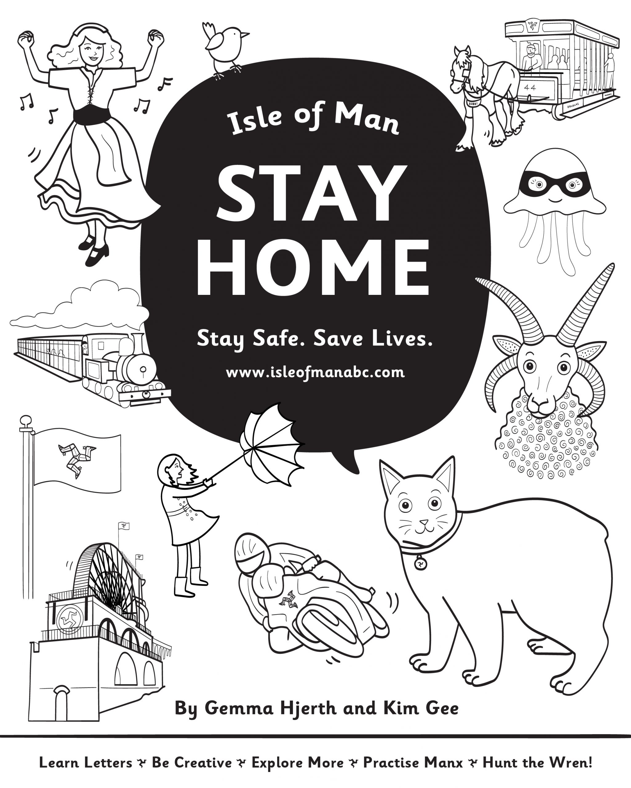 Isle of man abc stay home colouring page singing jo co