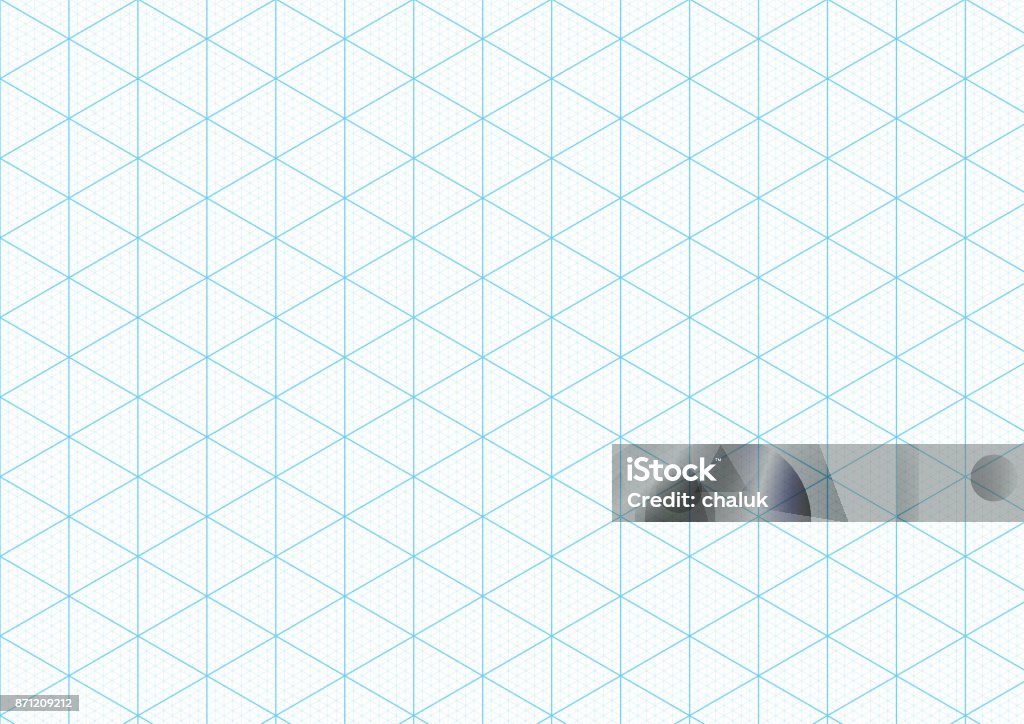 Isometric graph paper background plotting triangular vector ruler line grid engineering drawing stock illustration