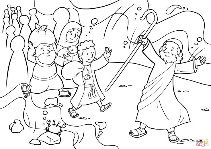 Israelites cross the red sea coloring page from moses category select from printable crafts of caâ crossing the red sea parting the red sea moses red sea