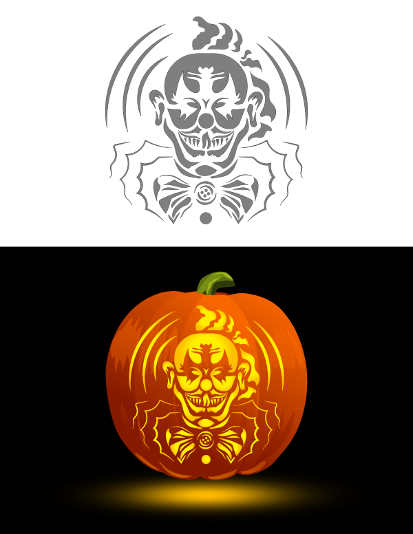 Printable creepy clown pumpkin stencil