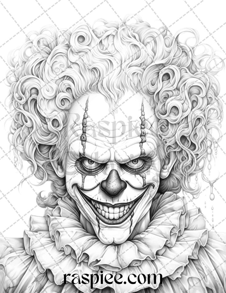 Spooky clowns grayscale coloring pages printable for adults pdf fi grayscale coloring grayscale art joker tattoo design