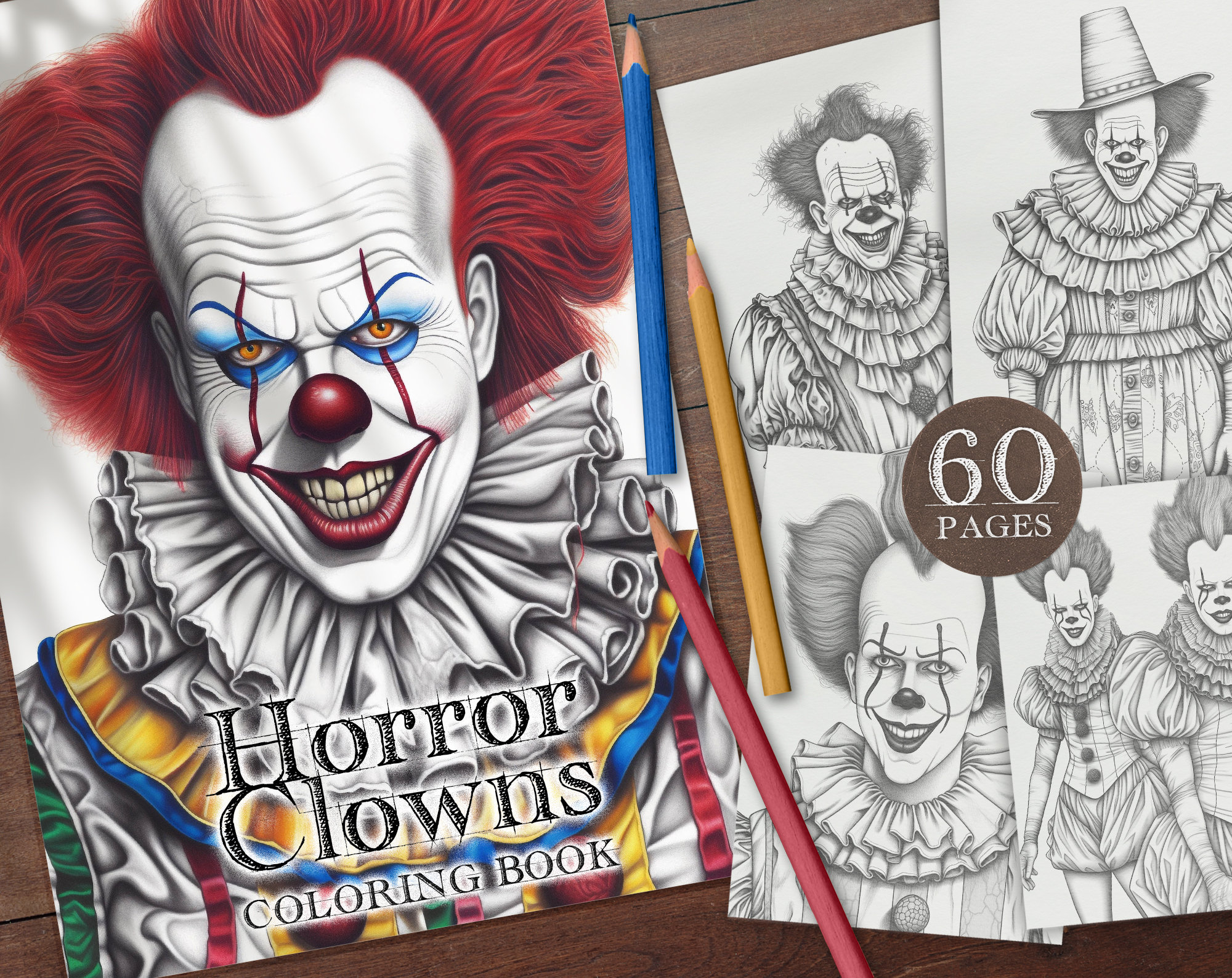 Scary clown drawing