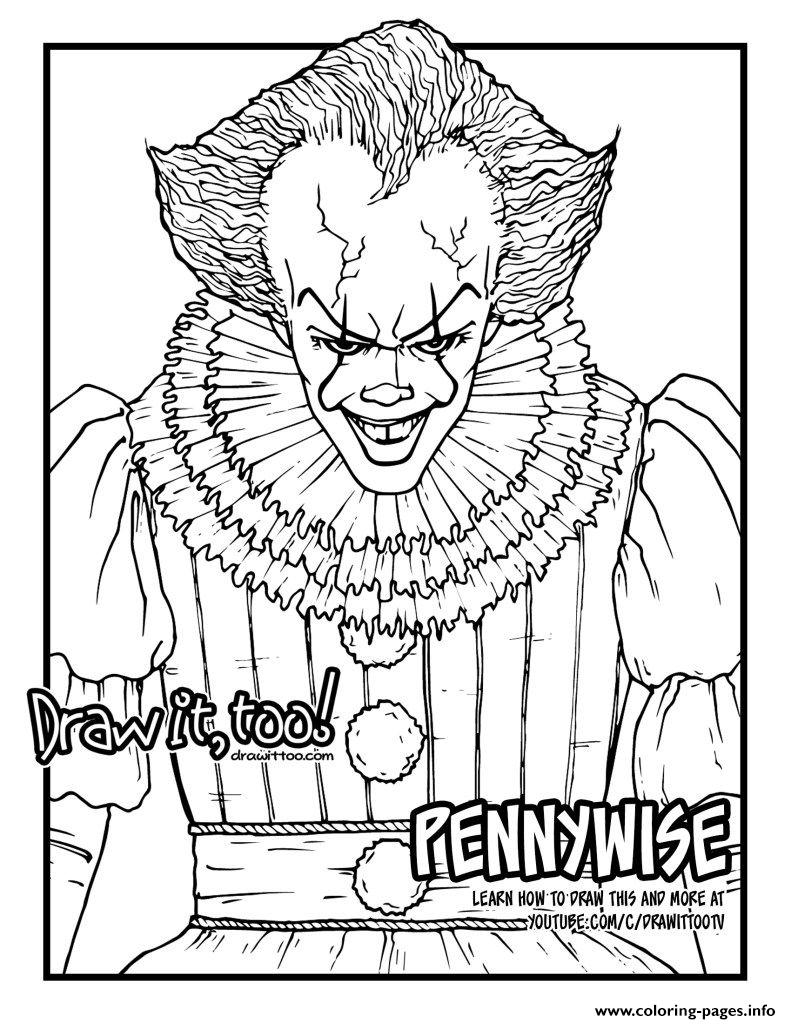 Pennywise draw it too coloring page printable