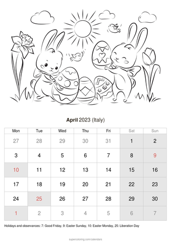 April calendar