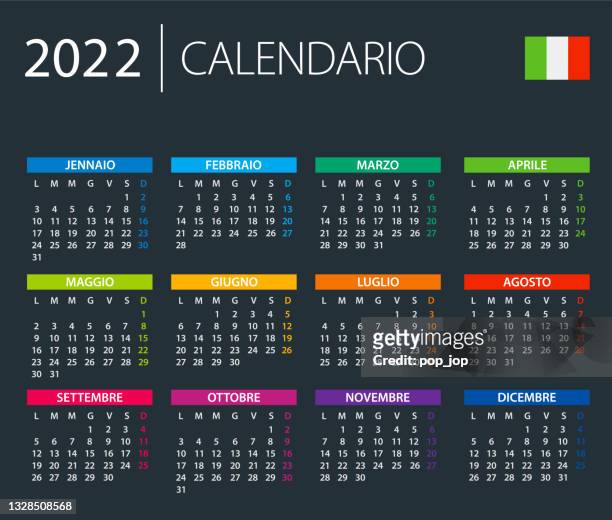 Calendar italy color vector illustration italian language version dark background high