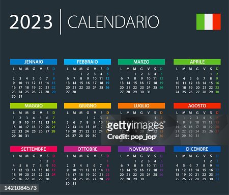 Calendar italy color vector illustration italian language version dark background high