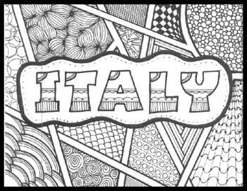 Italy zentanglecoloring page