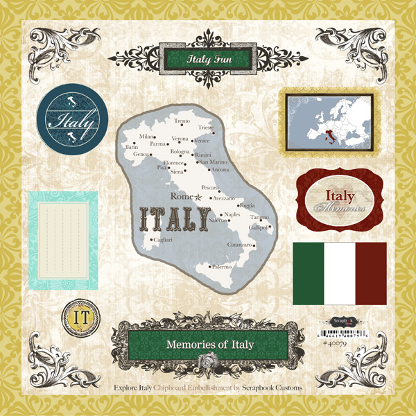 Scrapbook customs theme travel travel world italy