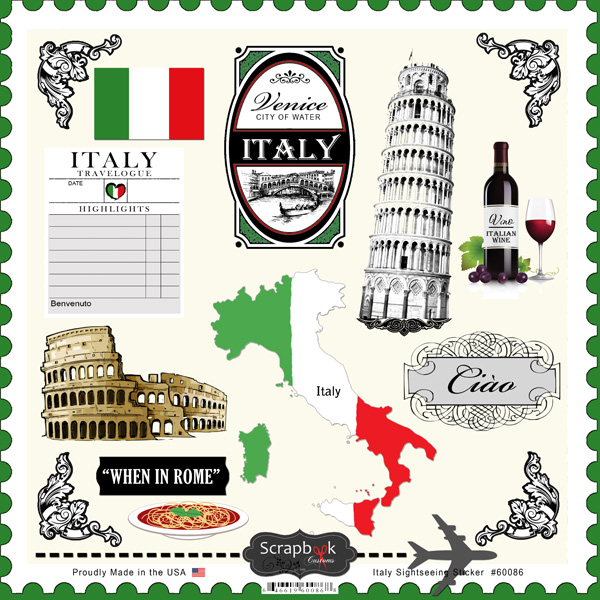 Scrapbook customs italy sightseeing sticker