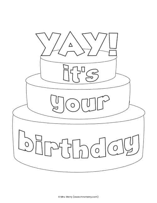 Free happy birthday coloring pages for kids mrs merry