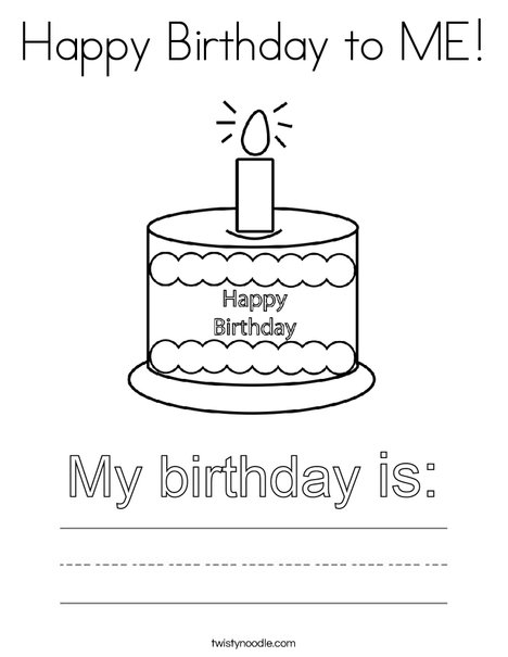 Happy birthday to me coloring page