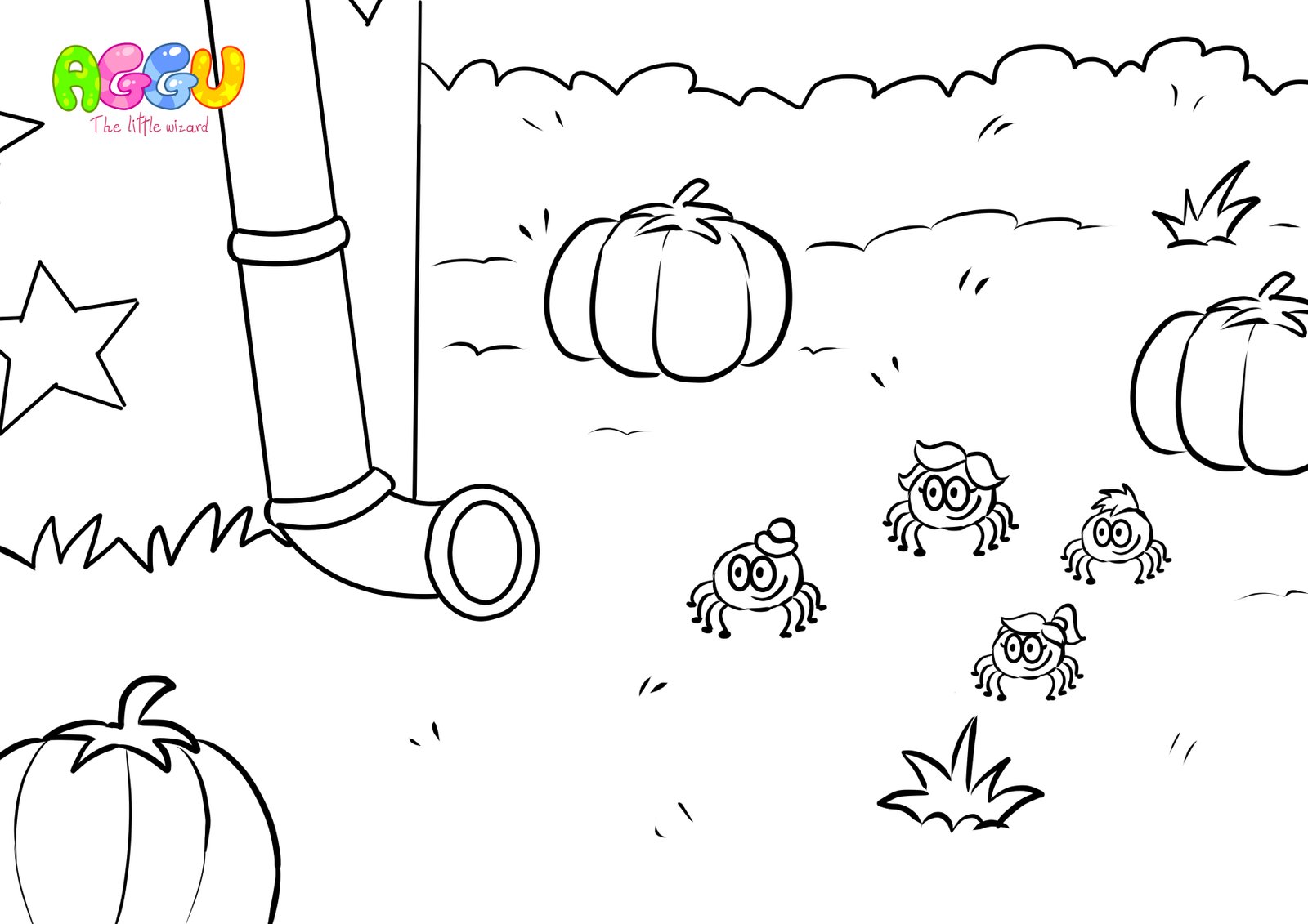 Itsy bitsy spider coloring aggu the little wizard