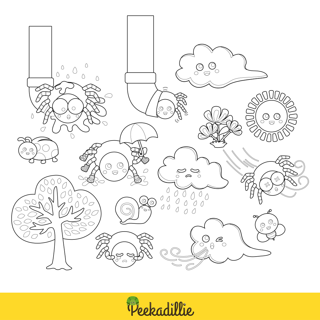 Itsy bitsy spider rhymes classic bedtime story kids scrapbook digital stamp