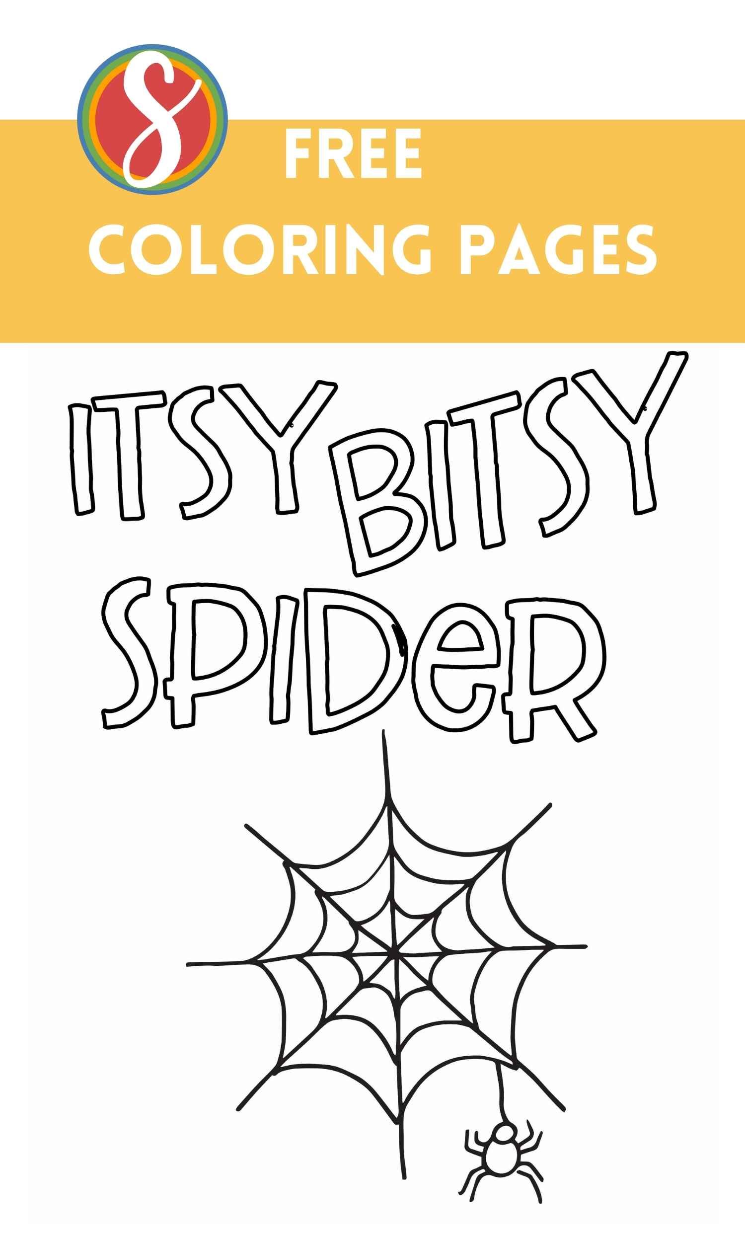 Free itsy bitsy spider coloring page â stevie doodles