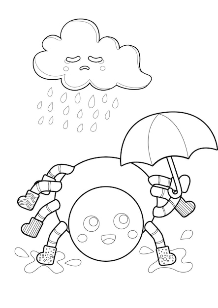 Premium vector itsy bitsy spider from classic song coloring page for kids and adult