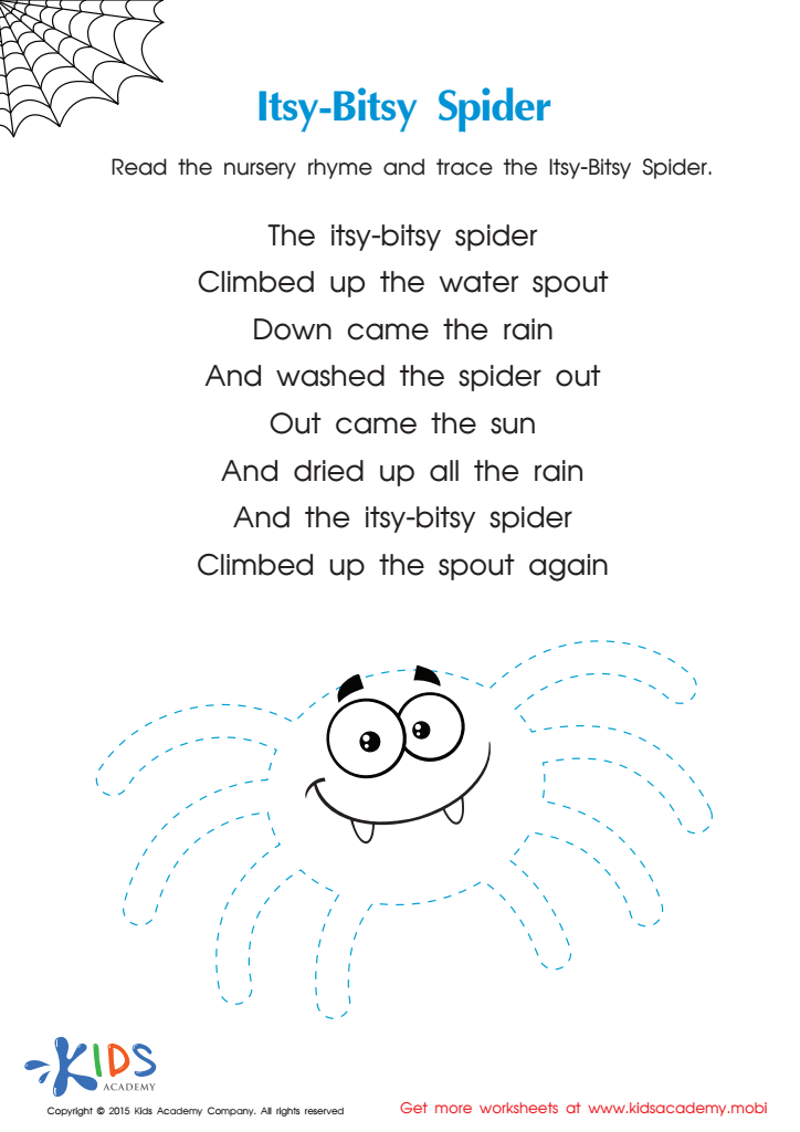 Itsy bitsy spider nursery rhyme pdf worksheet free printable pdf for kids