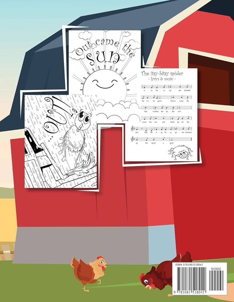 The itsy bitsy spider nursery rhyme coloring sheet music educational coloring book for ages