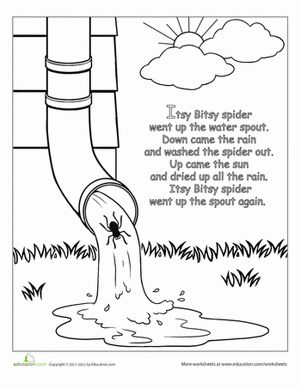 The itsy bitsy spider rhyme worksheet education nursery rhymes preschool rhyming preschool nursery rhymes activities