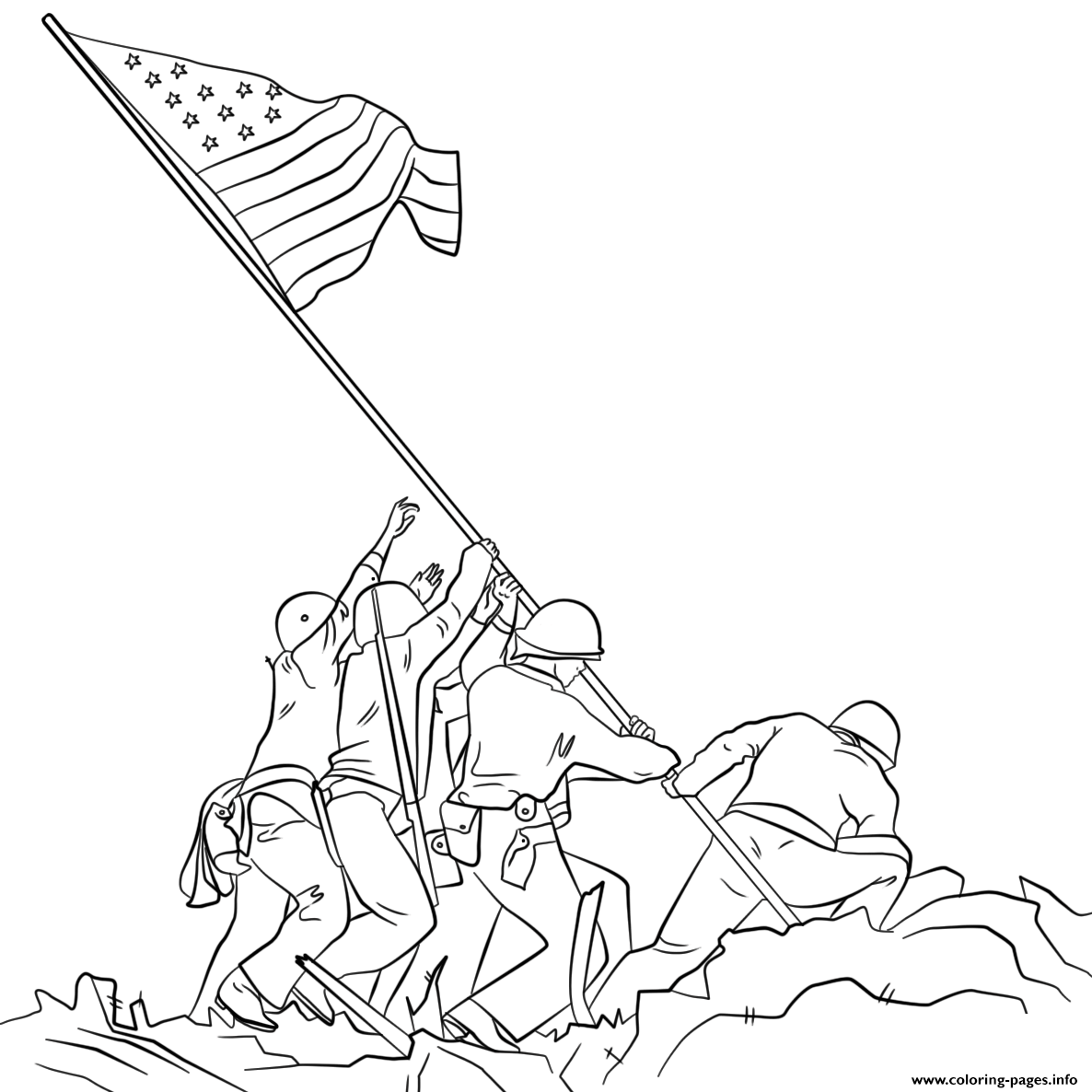 Print raising the flag on iwo jima coloring pages coloring pages printable coloring pages flag drawing