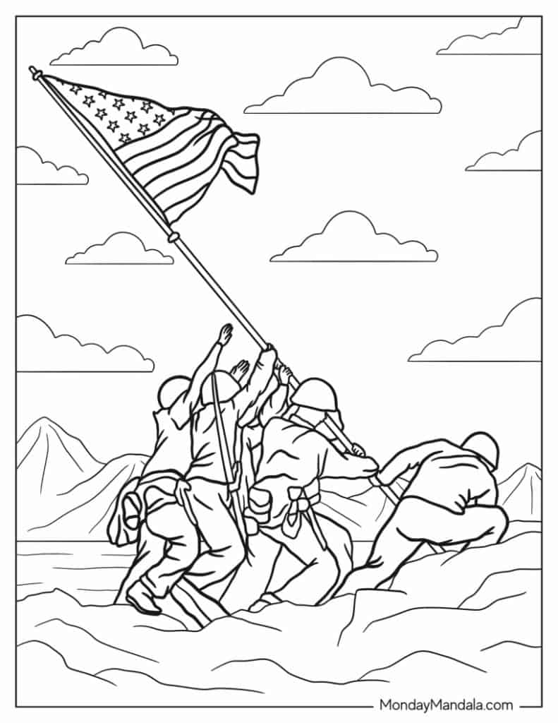 American flag coloring pages free pdf printables